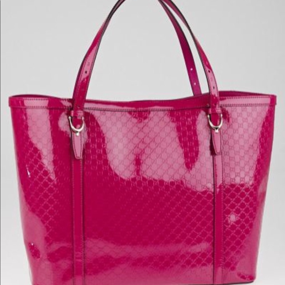 Hot pink micro guccissima handbag and wallet